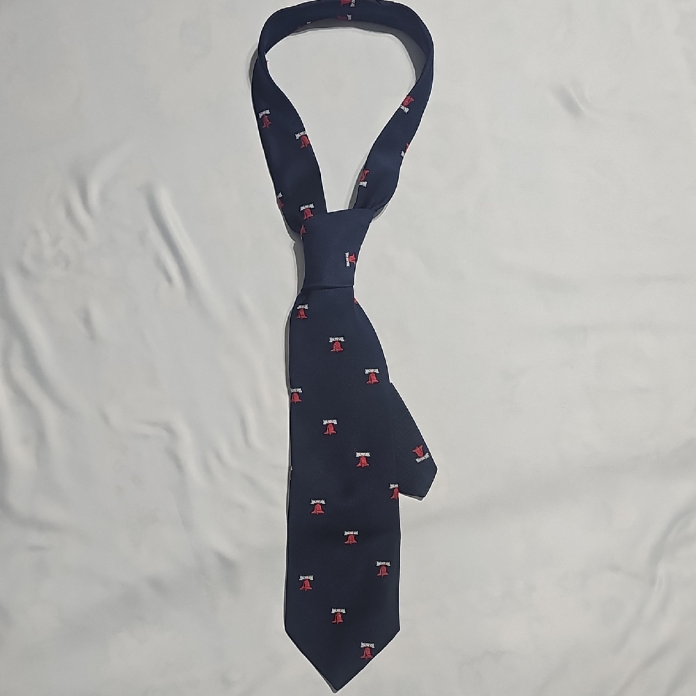 JCPenney Mens Navy Blue Liberty Bell Embroidered Polyester Necktie Patriotic Tie